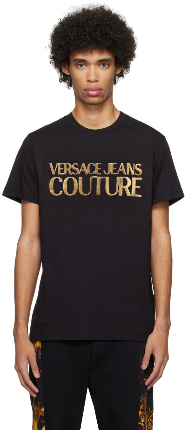 Versace Jeans Couture Black Glittered T-Shirt Versace