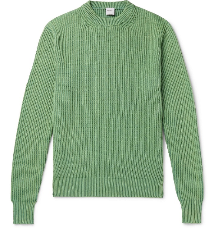 Photo: Aspesi - Ribbed Cotton Sweater - Green