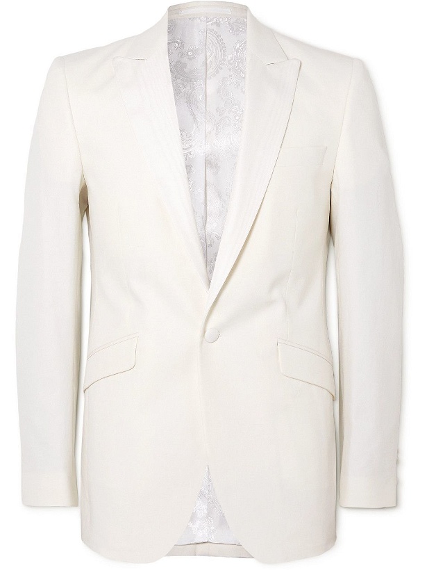 Photo: Favourbrook - Slim-Fit Theobold Grosgrain-Trimmed Herringbone Cotton Tuxedo Jacket - Neutrals