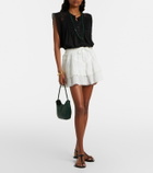 Poupette St Barth Thia embroidered tiered cotton shorts