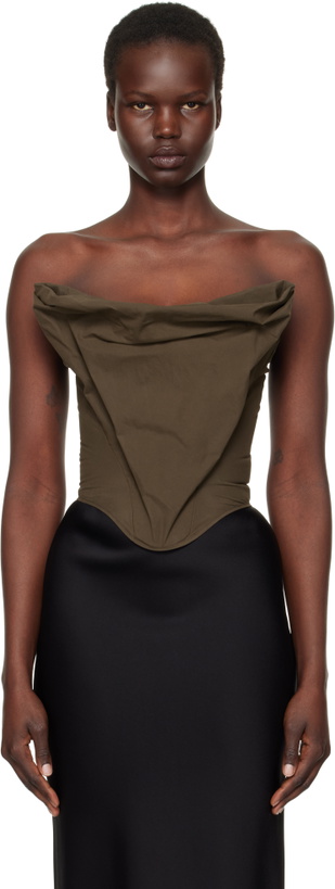 Photo: Magda Butrym Brown Draped Strapless Corset
