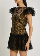 DE LA Vali Nephele Ruffled Lace Mini Dress Black