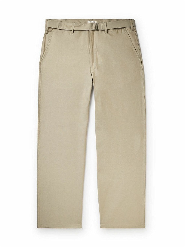 Photo: Auralee - Finx Straight-Leg Belted Cotton and Silk-Blend Twill Trousers - Neutrals