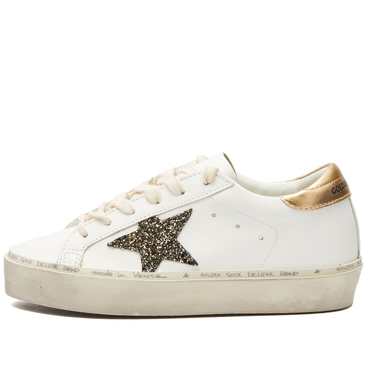 Golden Goose Women's Hi-Top Sar Leather Sneakers in White/Black/Gold
