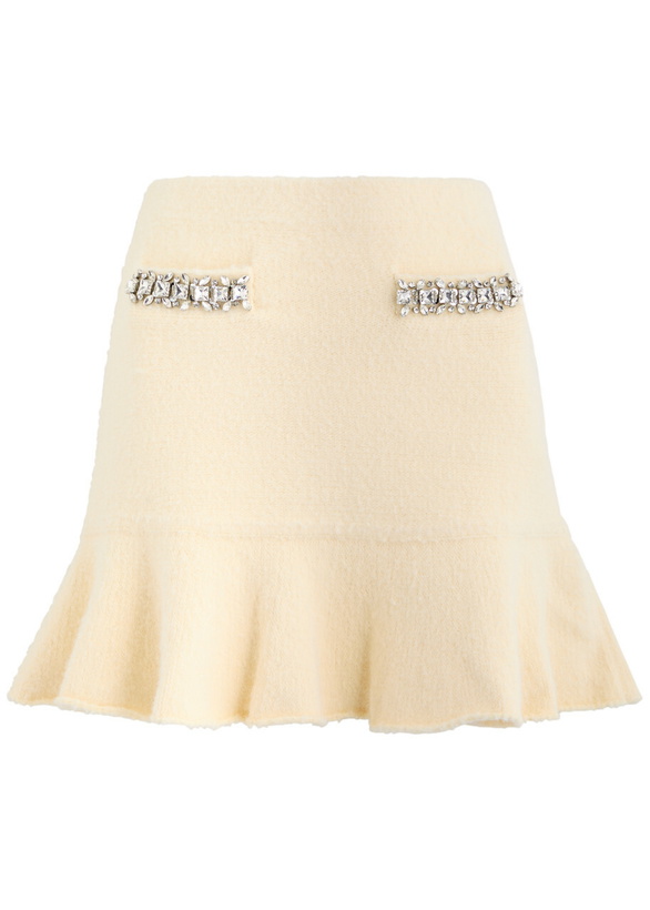 Self-portrait Pointelle-knit Cotton-blend Mini Dress Cream Self-Portrait