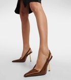 Saint Laurent Lee patent leather slingback pumps