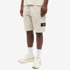 Stone Island Men's Brushed Cotton Sweat Shorts in Plaster