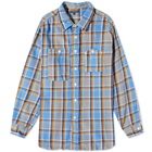 Engineered Garments Men's Work Shirt in Blue Heavy Plaid