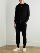 Brunello Cucinelli - Logo-Embroidered Ribbed Cotton Zip-Up Hoodie - Black