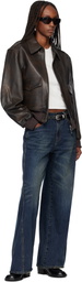 TONYWACK Brown Goat Leather Aviator Jacket