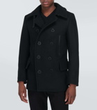 Tom Ford Melton leather-trimmed wool-blend peacoat
