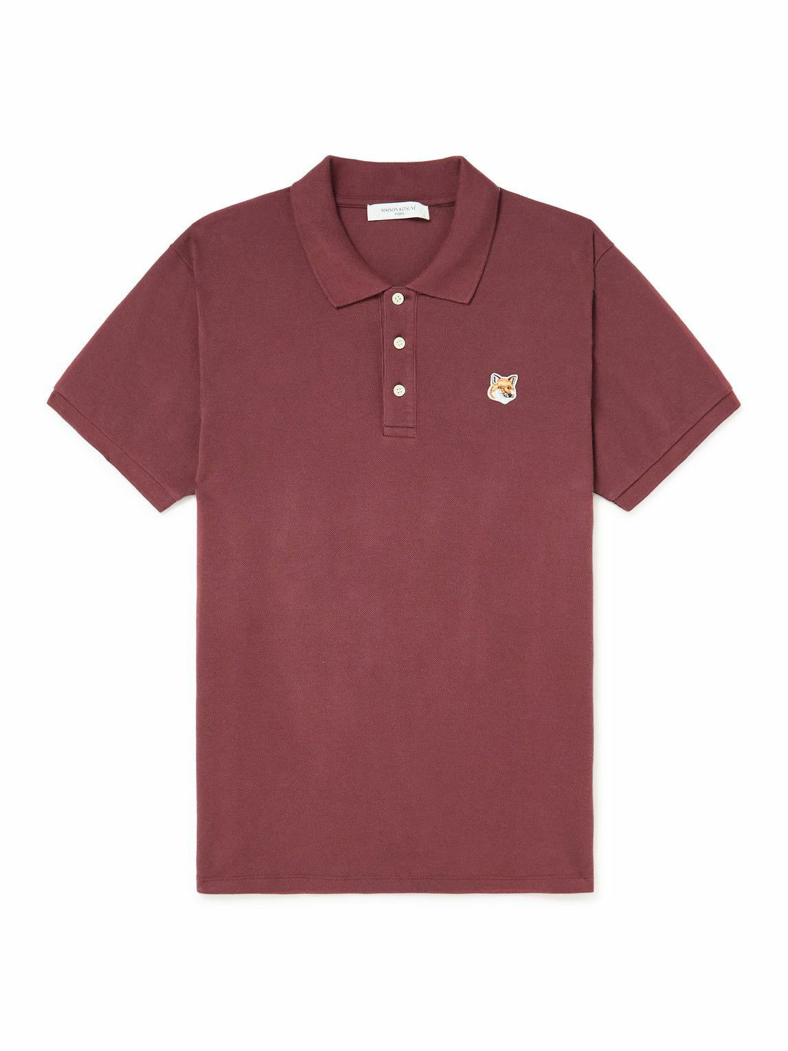 Maison Kitsuné - Logo-Appliquéd Cotton-Piqué Polo Shirt - Burgundy ...