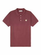 Maison Kitsuné - Logo-Appliquéd Cotton-Piqué Polo Shirt - Burgundy