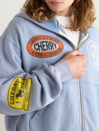 Cherry Los Angeles - Off Road Logo-Print Garment-Dyed Cotton-Jersey Zip-Up Hoodie - Blue