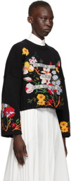 JW Anderson Black Oscar Wilde Cropped Wide Sleeve Sweater