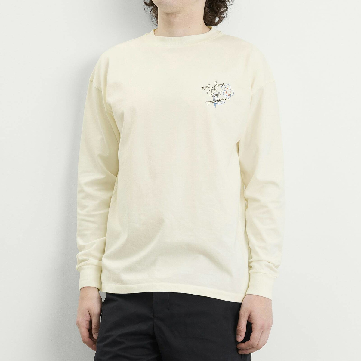 Drôle de Monsieur Men's Esquisse Slogan Long Sleeve T-shirt in Off White