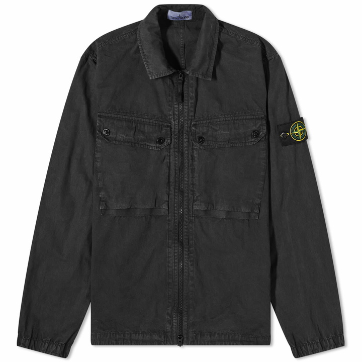 Photo: Stone Island Men's Garment Dyed Two Pocket Zip Overshirt in Black