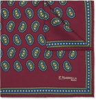 E.MARINELLA - Paisley-Print Silk-Twill Pocket Square - Burgundy