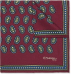 E.MARINELLA - Paisley-Print Silk-Twill Pocket Square - Burgundy