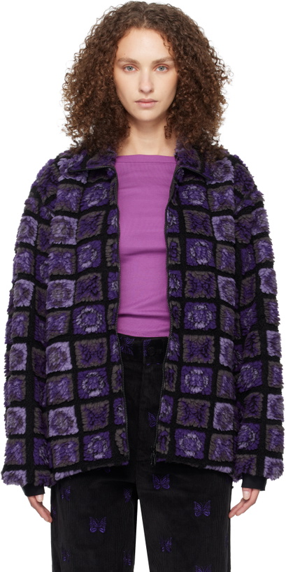 Photo: NEEDLES Purple & Black Papillon Plaid Pile Jacket
