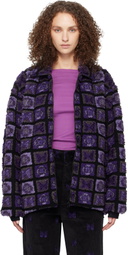 NEEDLES Purple & Black Papillon Plaid Pile Jacket