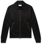 AMI - Logo-Appliquéd Fleece-Back Jersey Track Jacket - Black