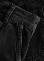 Frame Pleated Denim Mini Skirt Black