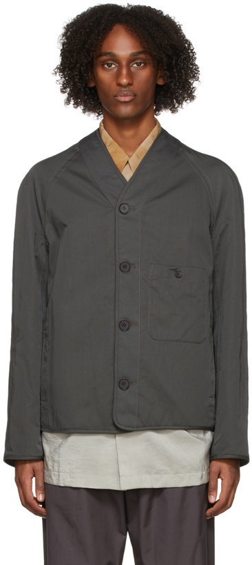 Photo: Lemaire Grey Reversible V-Neck Liner Jacket