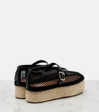 Alaïa Fishnet leather-trimmed espadrilles