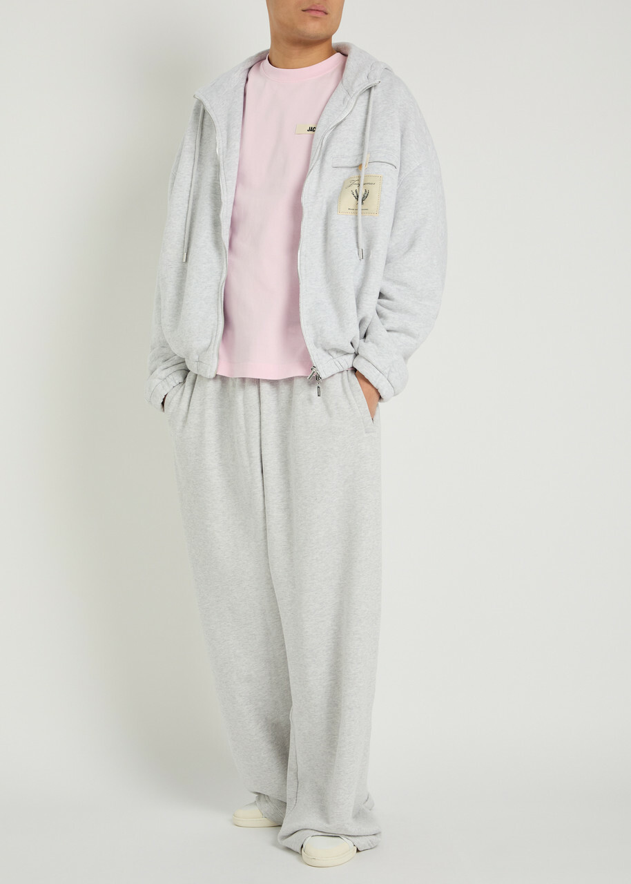 Jacquemus Le Hoodie Torneo Logo Hooded Cotton Sweatshirt Grey