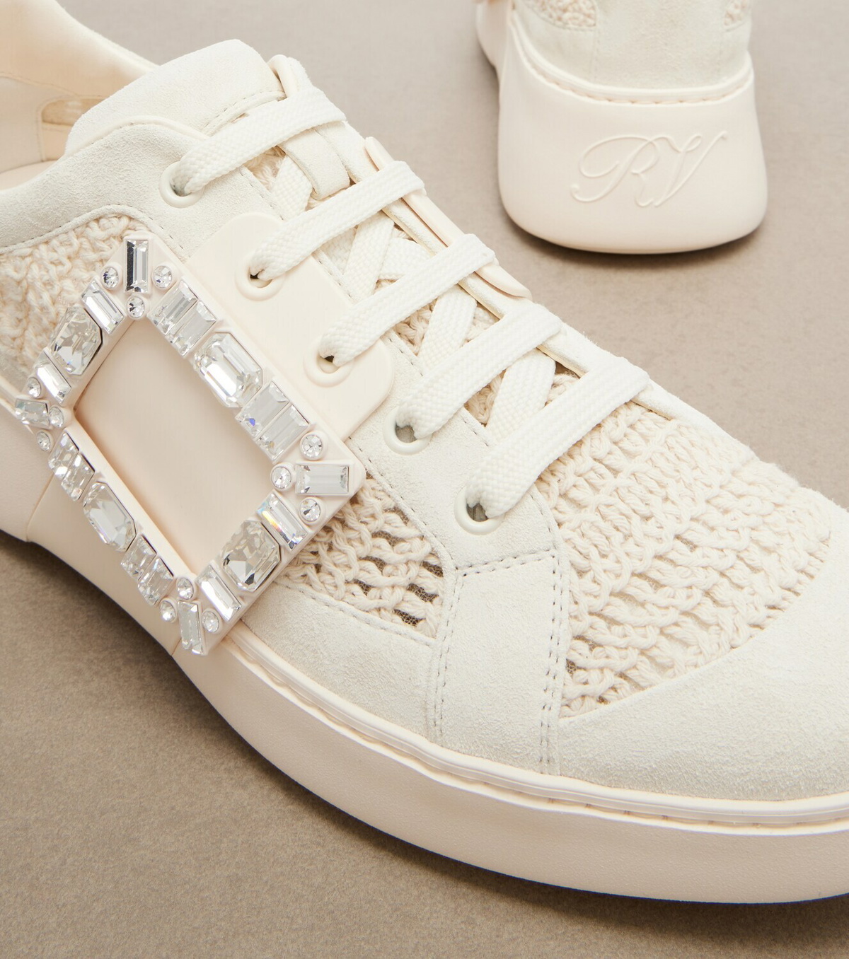 Roger Vivier Viv Skate suede-trimmed platform sneakers