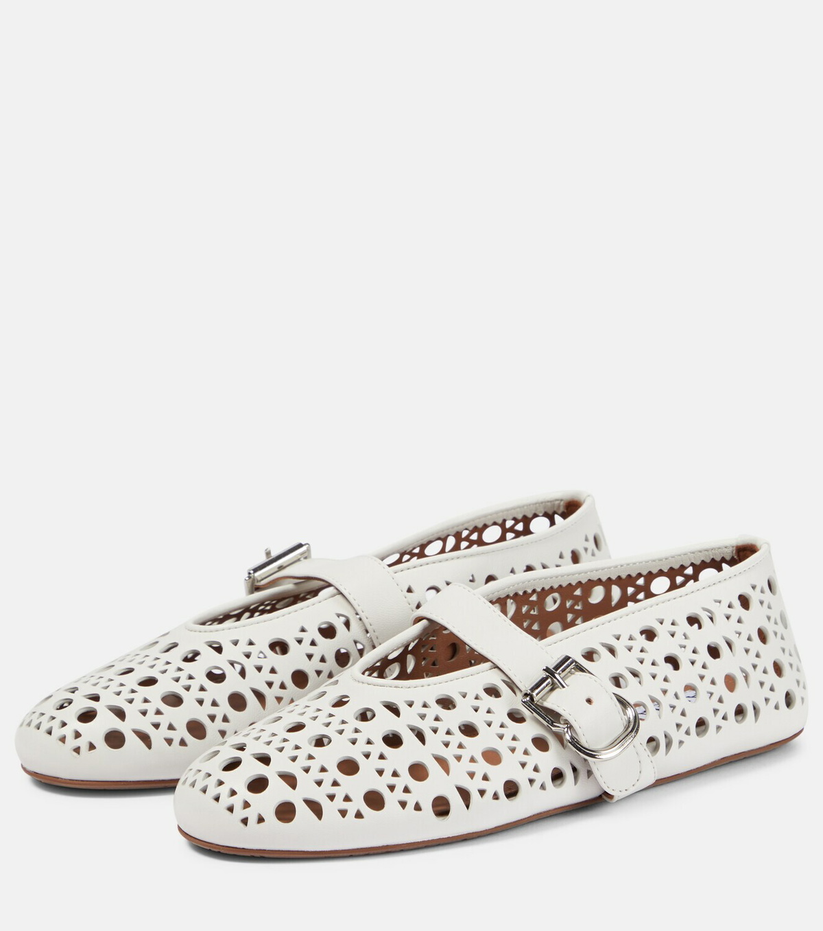 Alaia 25 Vienne With Strass Ballet Flats White Lambskin 303721 main image 0