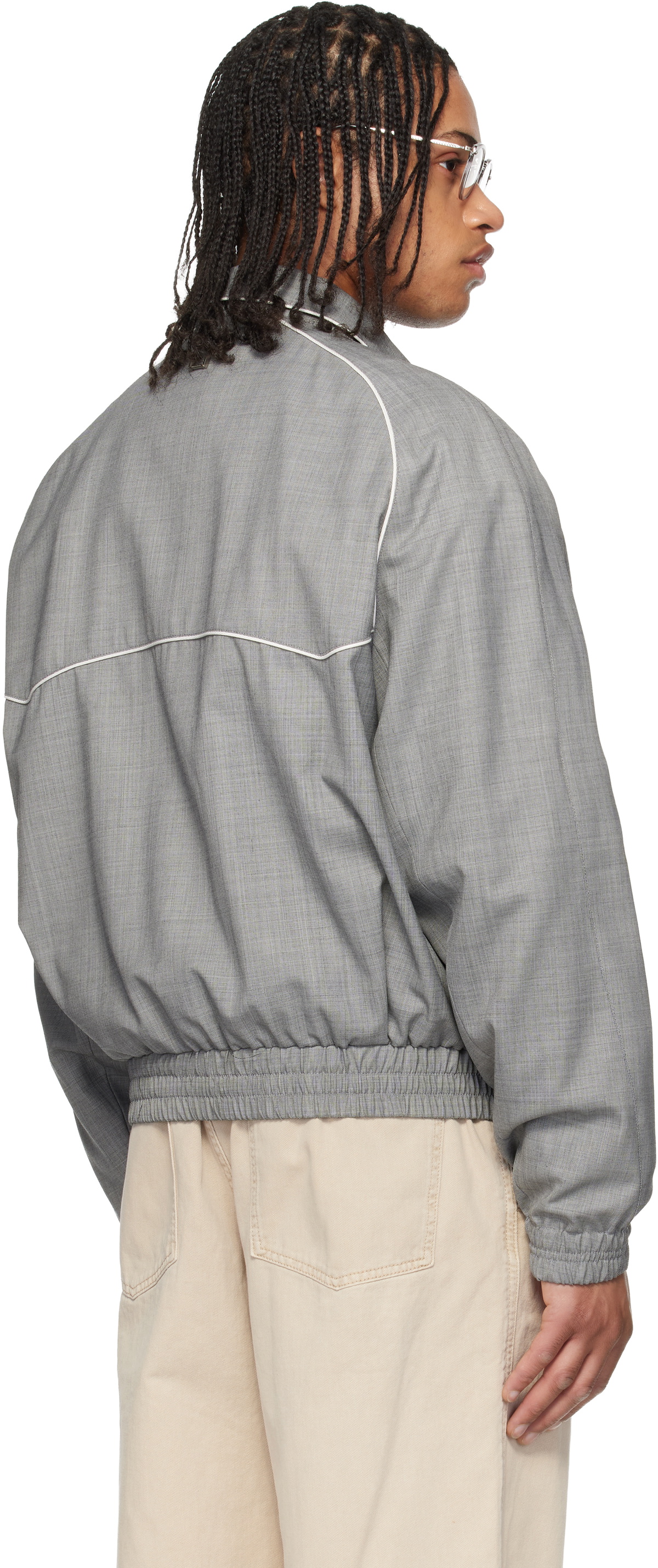 WOOYOUNGMI Gray Wool Poly Banding Jacket