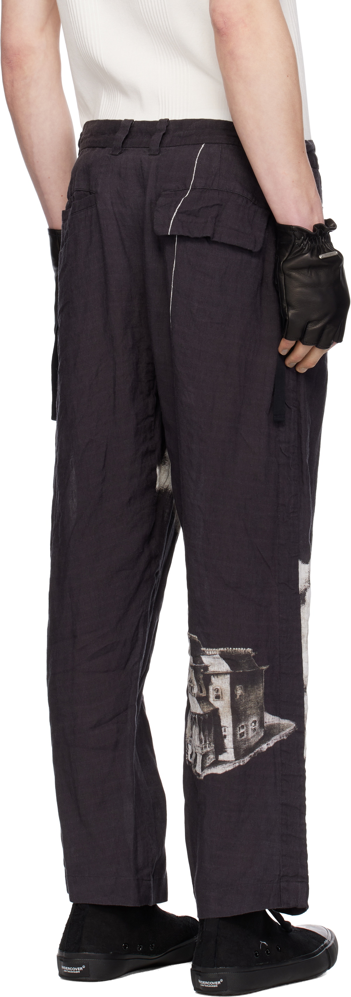 undercover UC1E4501-1 リネンパンツ UNDERCOVER Black UC1E4501-1 Trousers Undercover