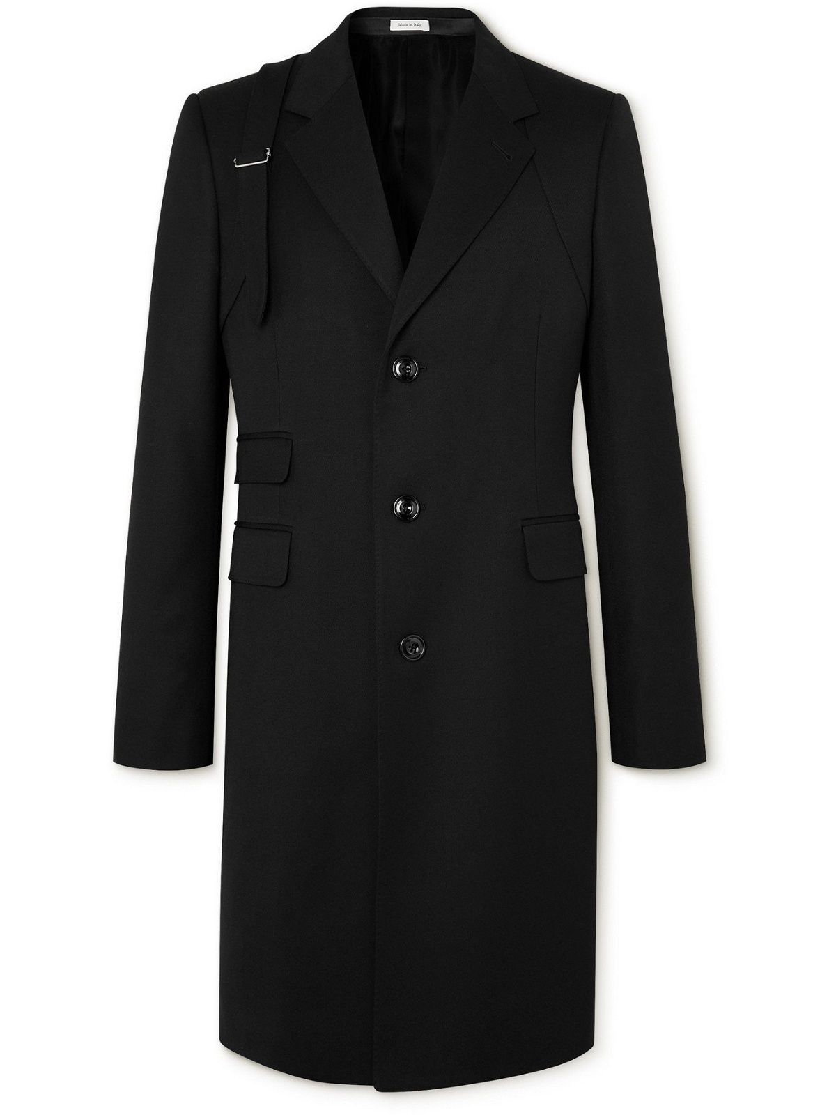 ALEXANDER MCQUEEN - Slim-Fit Harness-Detailed Wool-Twill Coat - Black ...