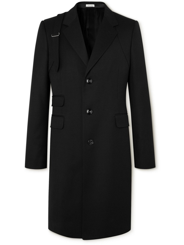 Photo: ALEXANDER MCQUEEN - Slim-Fit Harness-Detailed Wool-Twill Coat - Black