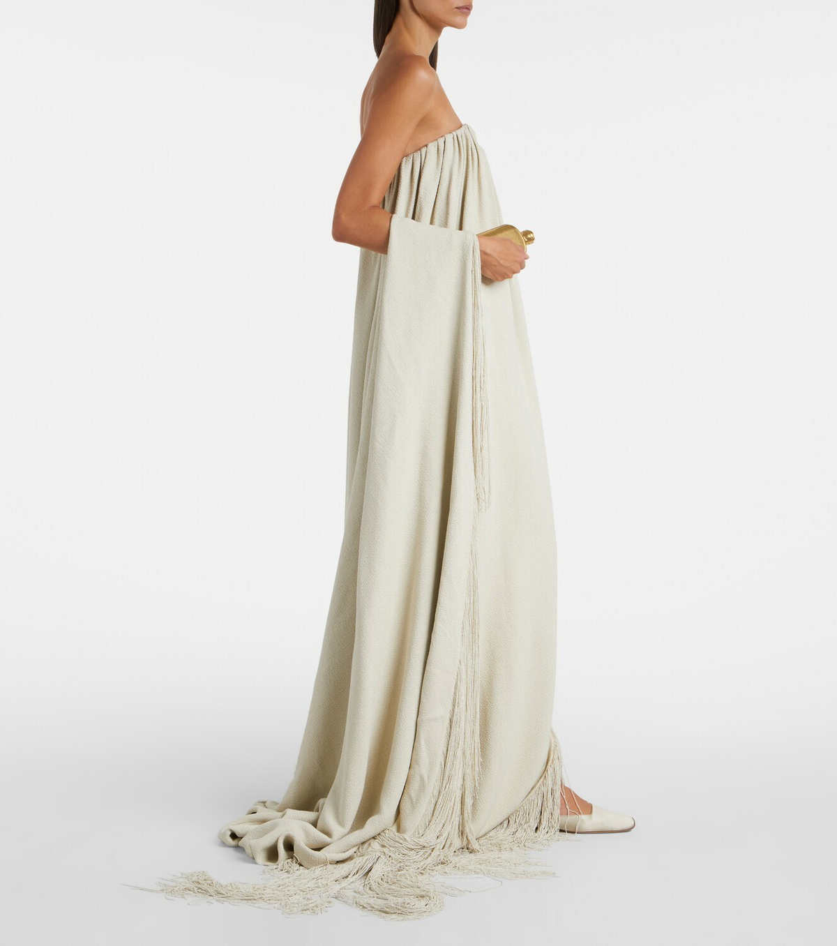 Calvin Klein Collection Vicky fringed gathered gown