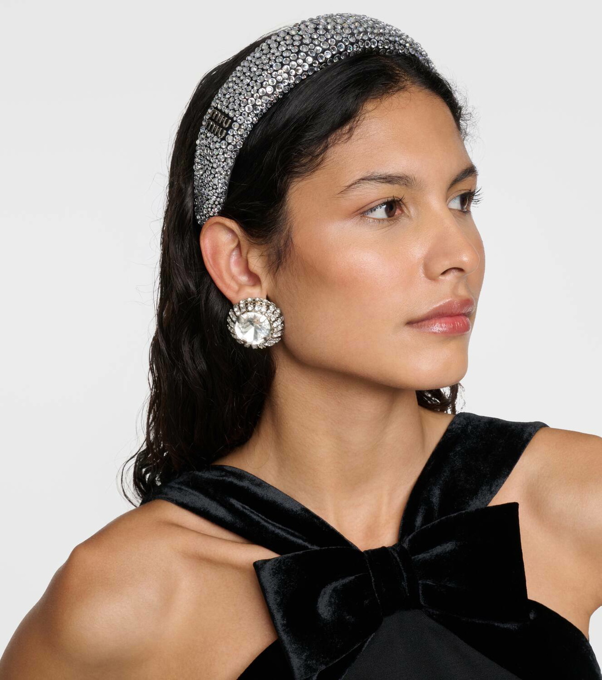 Miu Miu Aqua Crystal Embellished Headband Miu Miu Logo crystal-embellished headband Miu Miu main image 3
