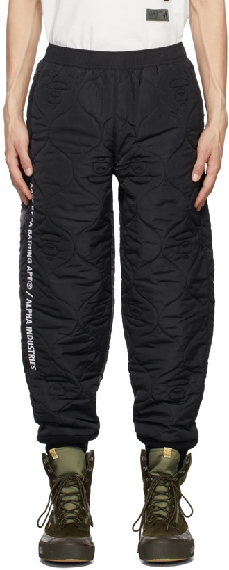 Photo: AAPE by A Bathing Ape Black Alpha Industries Edition Quilted Logo Lounge Pants