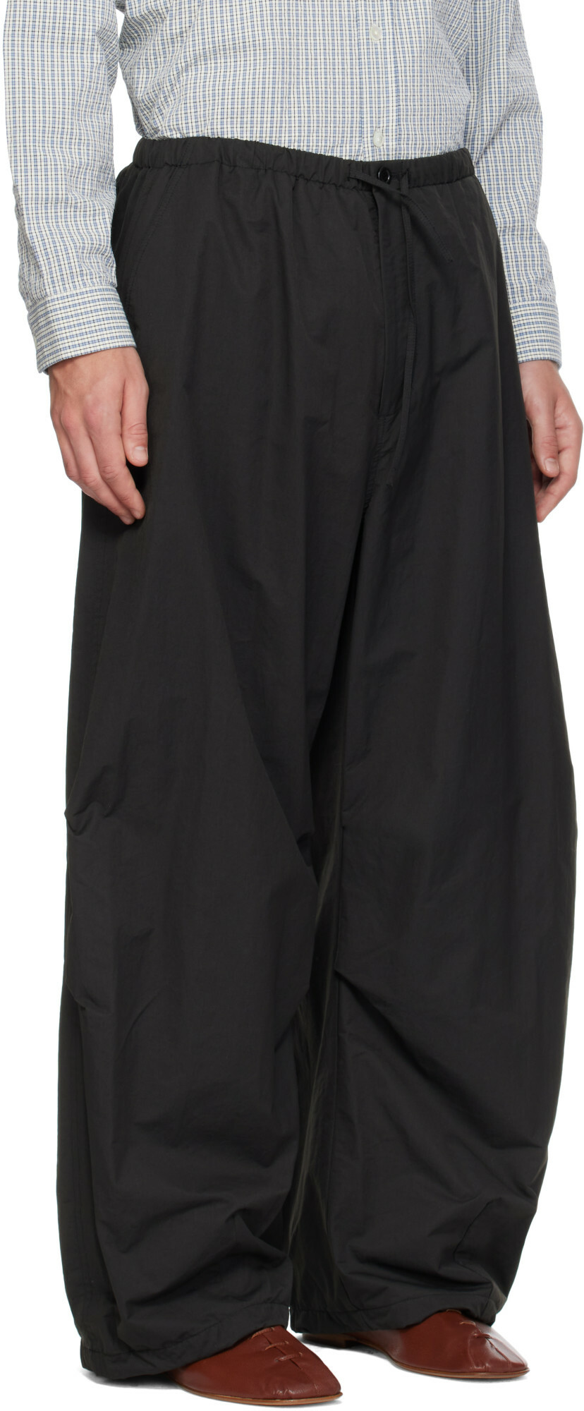 AMOMENTO Black Drawstring Wide Fatigue Trousers