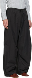 AMOMENTO Black Drawstring Wide Fatigue Trousers