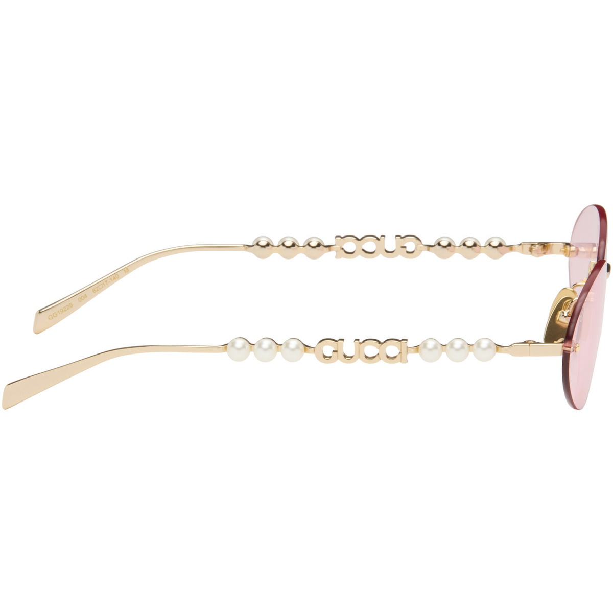 Gucci Gold Pearl Oval Frame Sunglasses
