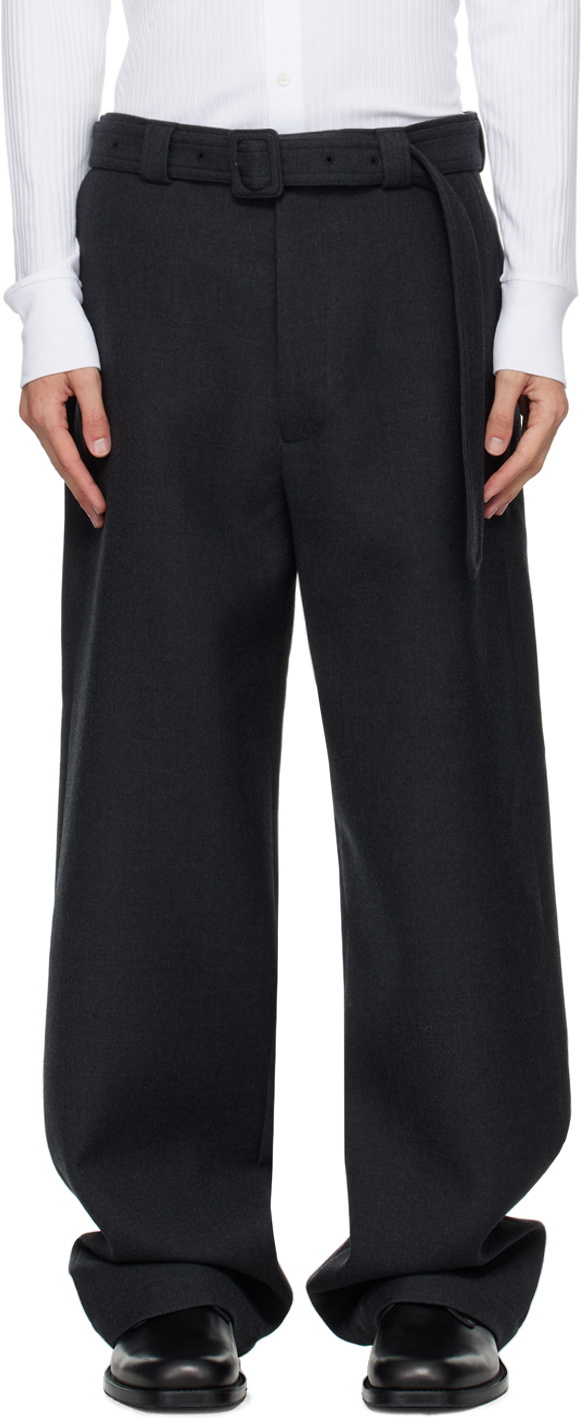 Dries Van Noten Gray Belted Trousers