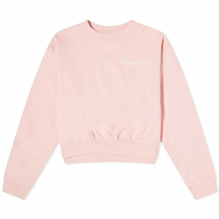 Photo: Sporty & Rich Women's Syracuse Cropped Crew Sweat in Rose