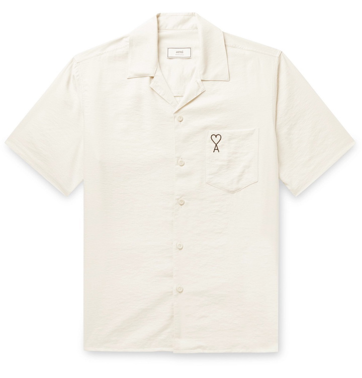 Photo: AMI - Camp-Collar Logo-Embroidered Woven Shirt - White