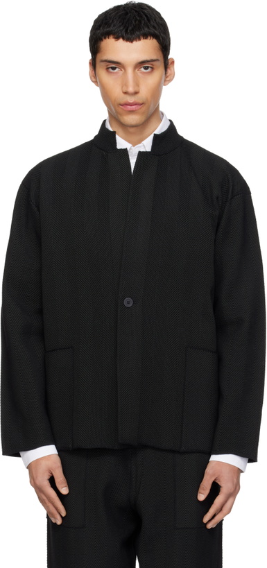 Photo: HOMME PLISSÉ ISSEY MIYAKE Black Inlaid Knit Jacket