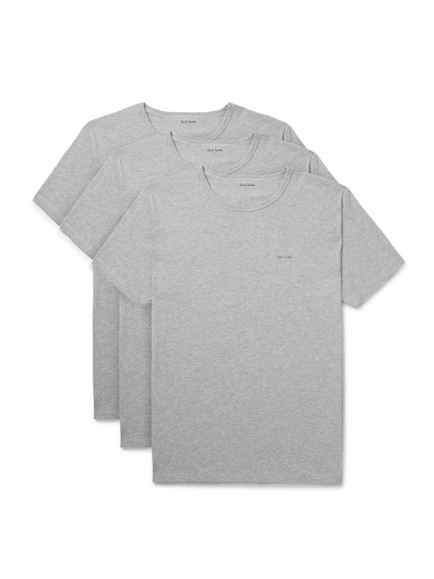 Photo: Paul Smith - Three-Pack Logo-Print Organic Cotton-Jersey T-Shirts - Gray
