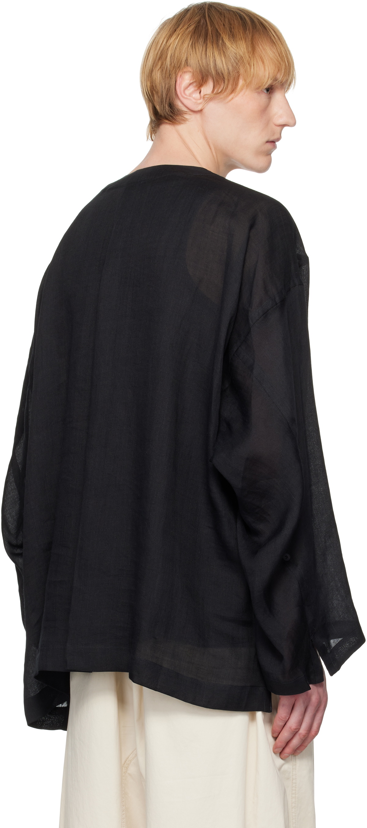 Jan-Jan Van Essche Black O-Project Fine Cavalry Twill Tunic#38 Shirt