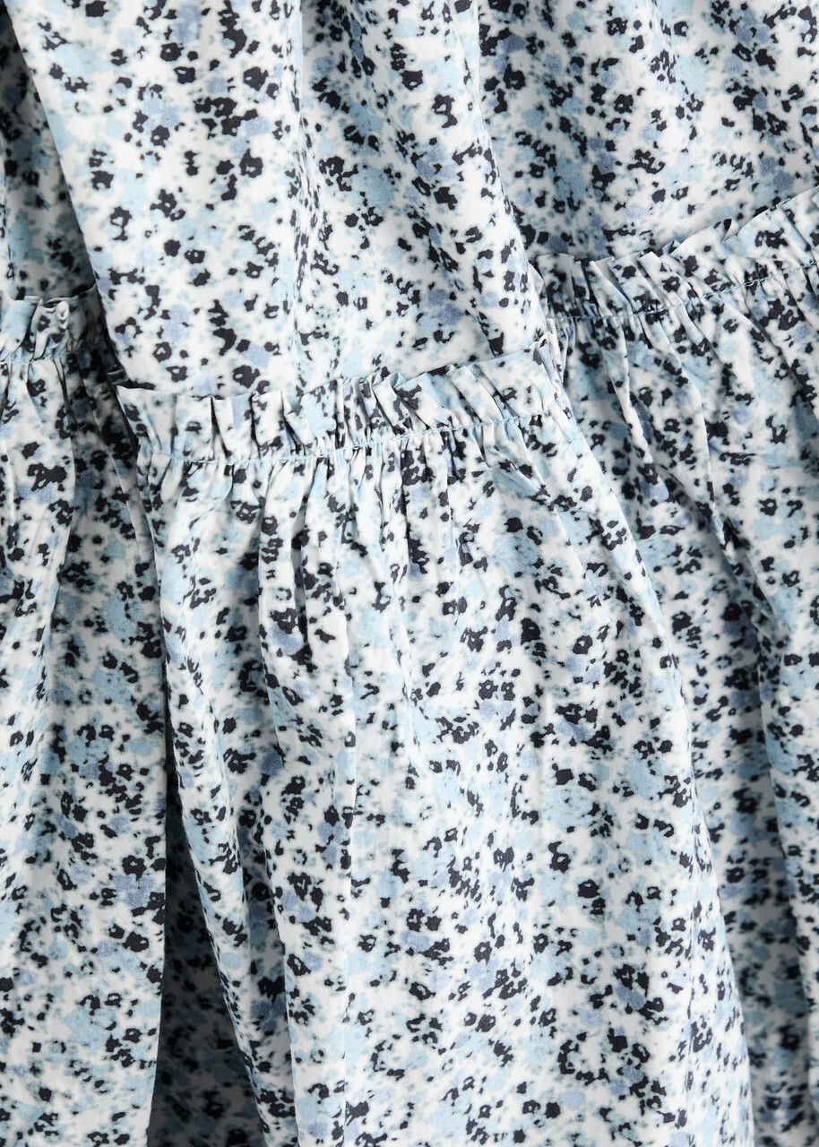 Ganni Floral-print Cotton Midi Dress Blue