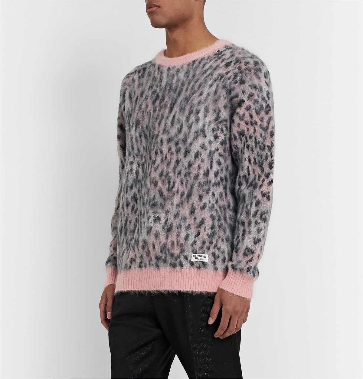 Wacko Maria - Leopard-Jacquard Mohair-Blend Sweater - Pink Wacko Maria